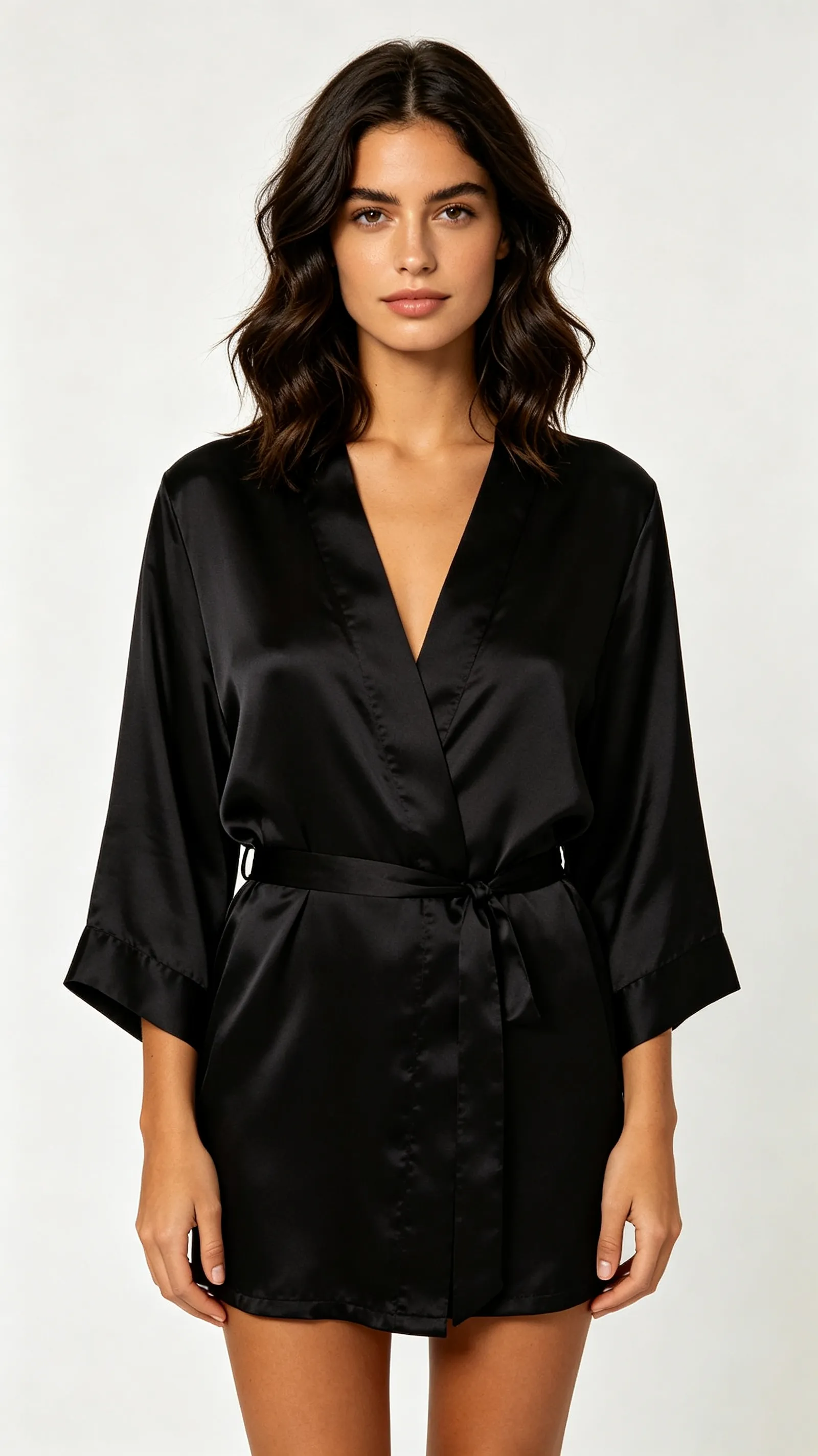 Character A reference portrait in a black silk robe